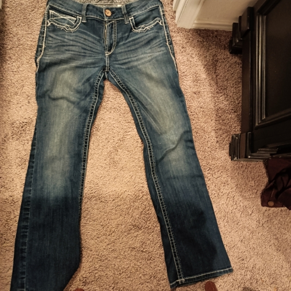 Ariat R.E.A.L. Mid Rise Jeans Stonewashed, stretch entwined boot cut.
